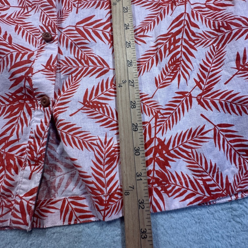 Duluth Trading Artisan Tunic Women L Orange Pink Hemp Cotton Palm Leaf Tropical - Picture 7 of 10
